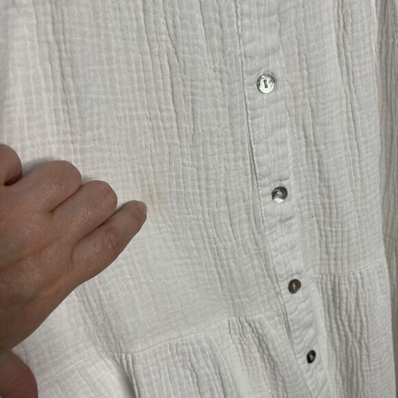 Petal & Pup Gauzy Tiered Button Front Midi Dress Size 6 Pockets Flowy Lagenlook - Picture 9 of 11